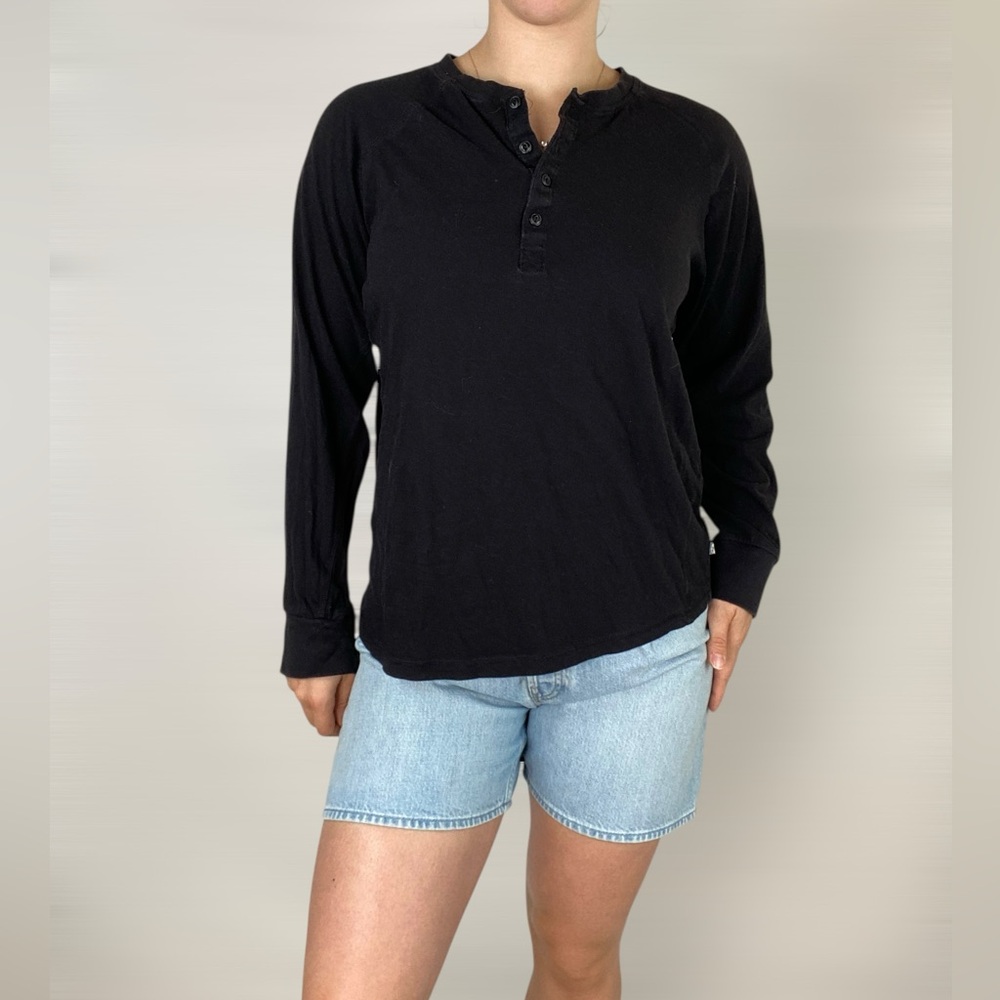 FREE PLANET Organic Cotton Long Sleeve Henley Button Long Sleeve Casual Top Tee